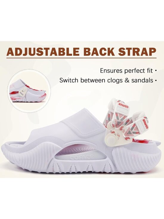 Men\'s White Red Orthopaedic Mules Recovery Sandals Summer Fascistic Casual